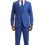 LavishLoom Collection: Men's Windowpane 3-Piece Hybrid Fit Suit In Blue