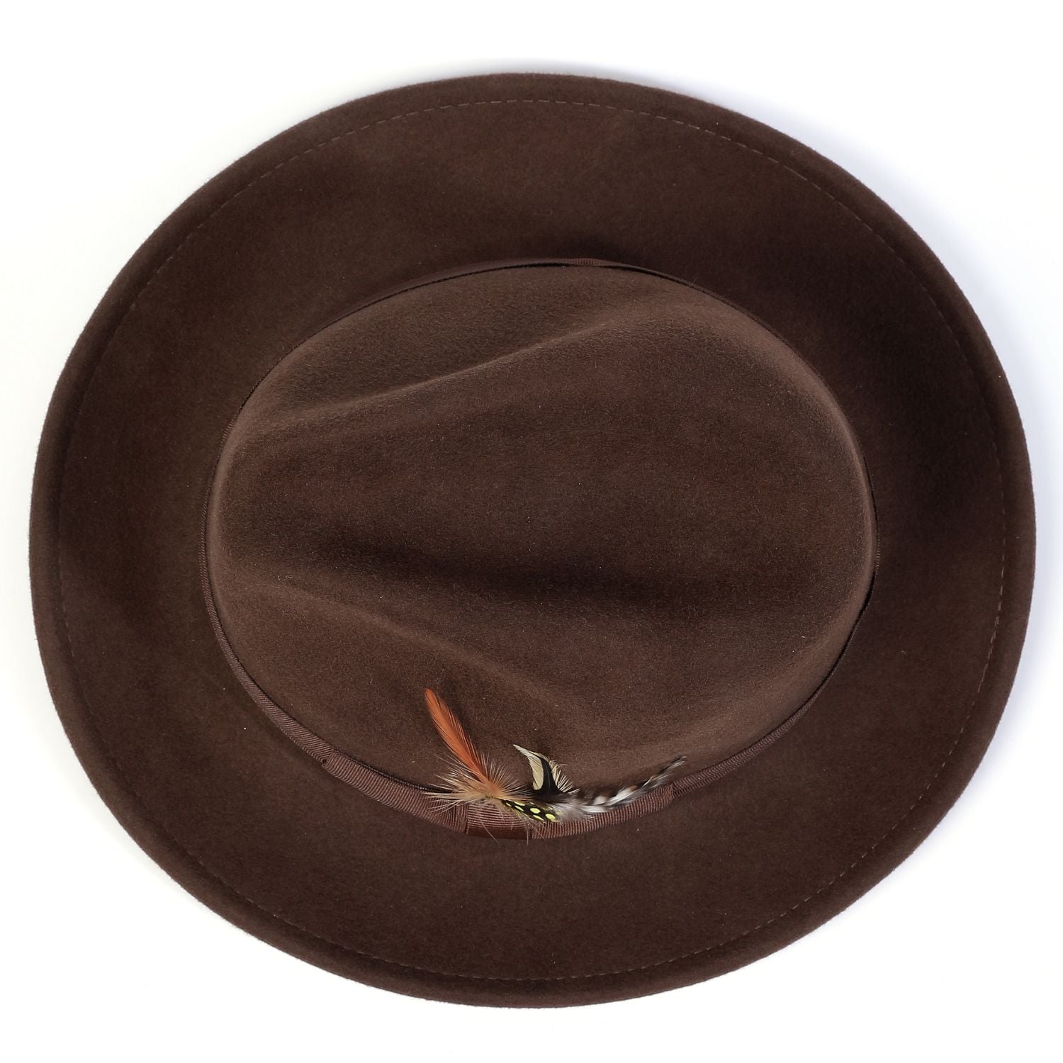 Montique Dark purchases Brown Wool Felt Pinch Fedora Dress Hat Raw Edge Brim Size Med New