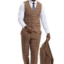 Panachify Collection: Men's Windowpane Hybrid Fit 3 Piece Suit In Brown