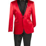 RoyaleRift Collection: Red with Black Lapel Single Breasted Slim Fit Blazer