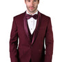 Trendito Collection: Burgundy 3PC Shawl Lapel Tuxedo 100% Wool Tailored Fit