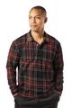 Men's Plaid Polo Pullover Shirt In Burgundy