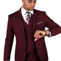 Qualitique Collection: Burgundy 3PC Modern Fit Suit with Double Breasted Vest