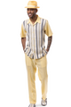 Jivejazzle Collection: Montique Men's Weave Design Walking Suit Set in Canary - 2401