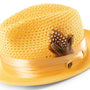 Glossaric Collection: Canary Solid Color Pinch Braided Fedora With Matching Satin Ribbon Hat