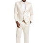 Tales Collection: Men's Sharkskin 3-Pc Suit with Peak Lapel In Champagne- Slim Fit