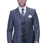 TailorTwist Collection: Charcoal 3PC Modern Tailored Windowpane Suit Super 200's Italian Wool & Cashmere