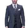 NobleNest Collection: 3PC Modern Tailored Windowpane Suit In Charcoal