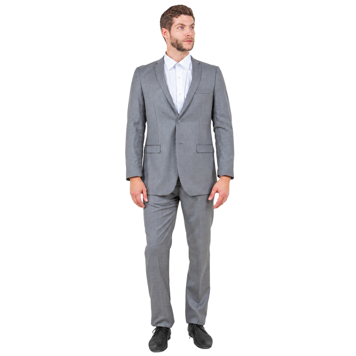 Earth tan slim fit suit, front view