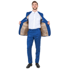 Blue slim fit suit, open jacket view