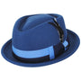 Dorfman ProvatoKnit Diamond Crown Stingy Brim Fedora Hat in Blue