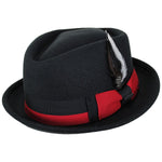 Dorfman ProvatoKnit Diamond Crown Stingy Brim Fedora Hat in Black