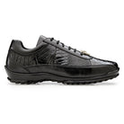 Side profile of black Belvedere lace-up sneaker