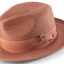 Aurorify Collection: Cognac Braided Wide Brim Pinch Fedora Matching Grosgrain Ribbon Hat