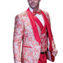 Eclipse Elegance Collection: 3PC Modern Fit Shawl Lapel Tuxedo With Woven Fabric In Coral