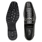 Rubber lug outsole of black Belvedere bit loafer