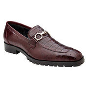Dark Burgundy Caiman & Ostrich Lug-Sole Bit Loafer by Belvedere