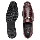 Belvedere Corso Dark Burgundy exotic bit loafer — top and outsole views