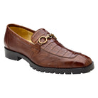 Walnut brown caiman and ostrich bit loafer by Belvedere