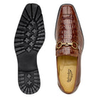 Rubber lug outsole of walnut brown Belvedere bit loafer