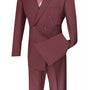 Majestify Collection: Burgundy 2 Piece Solid Color Double Breasted Regular Fit Suit