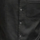 black short sleeve walking suit shirt with pleated pintuck front detail