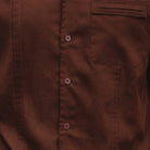 brown short sleeve walking suit shirt with pleated pintuck front detail