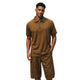 Tan Studded Knit Polo and Shorts Set by Stacy Adams