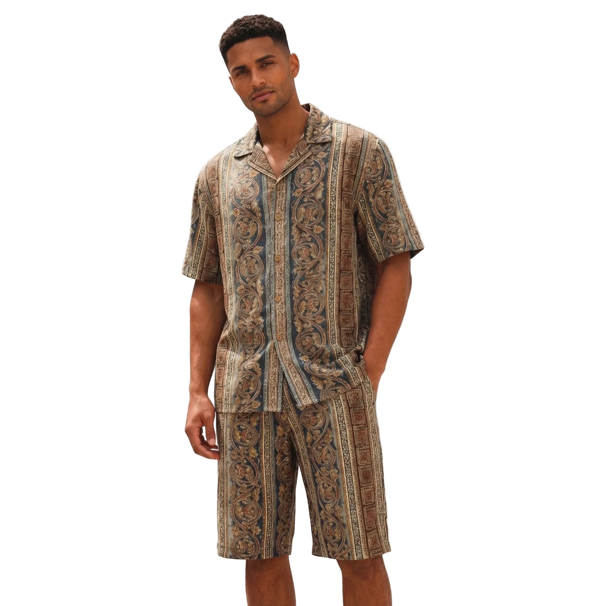 Blue Seersucker Polo and Shorts Set by Stacy Adams – Suits & More