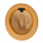OG gold two-tone stingy brim fedora hat by Montique interior view