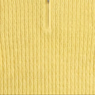 Yellow textured knit zip polo shirt fabric details
