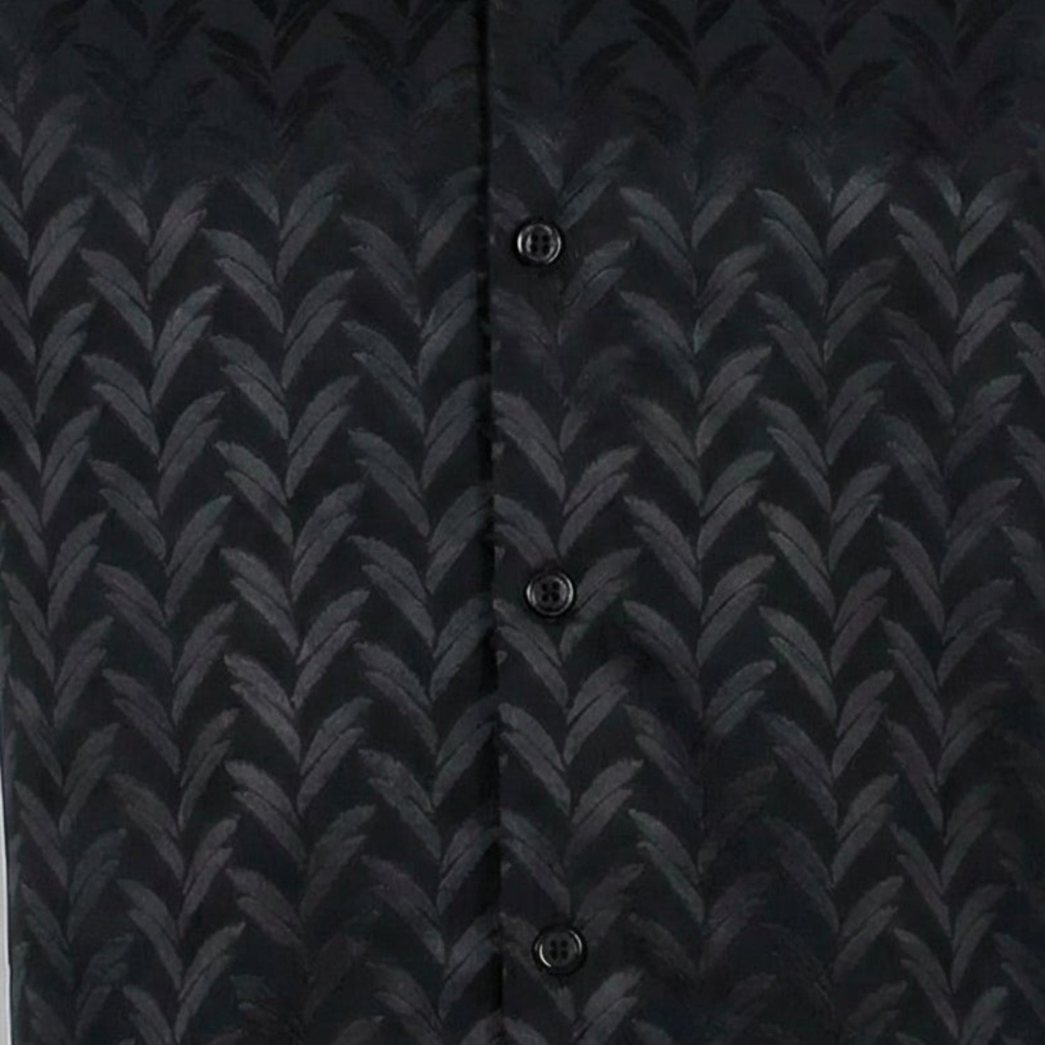 black short sleeve walking suit shirt with tone-on-tone textured pattern fabric details