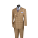 2-Piece Double Breasted Glen Plaid Regular Fit Suit - Mocha