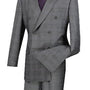 Celestial Collection: Grey 2 Piece Glen Plaid Double Breasted Regular Fit Suit