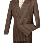 Symphony Collection: Brown 2 Piece Pinstripe Double Breasted Regular Fit Suit