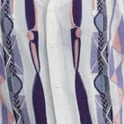 purple short sleeve walking suit shirt with geometric knit front detail