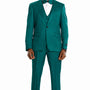 Vibrant Collection: 3-Piece Polka-Dot Slim Fit Suit with Notch Lapel In Emerald/Black