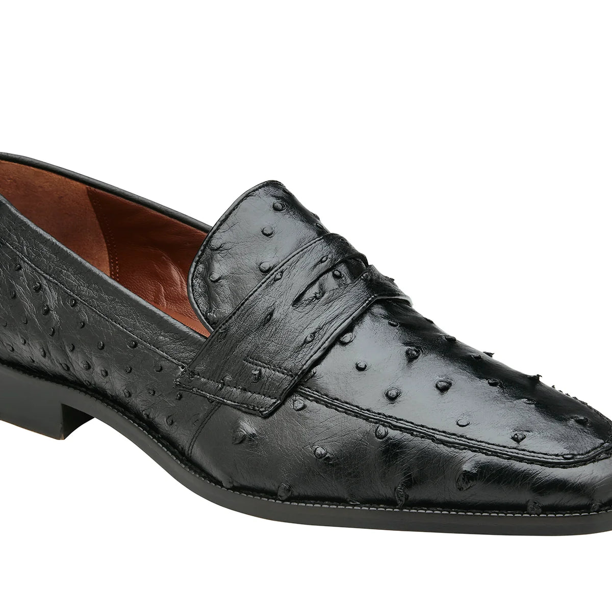 Buy Black Ostrich Quill Penny Loafers 