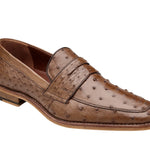 Belvedere Genuine Ostrich Quill Penny Loafer in Elegant Tabac