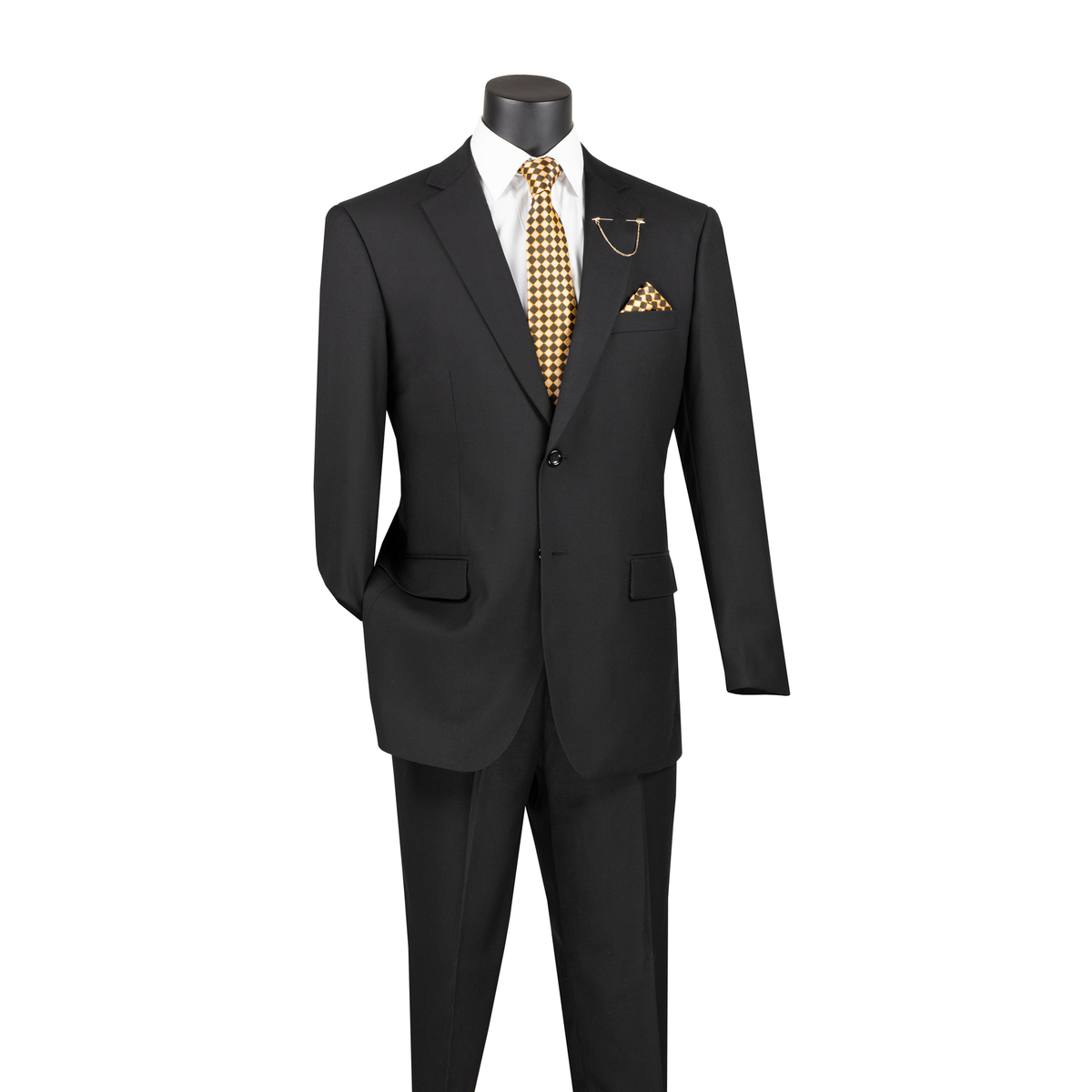 2-Piece Regular Fit Suit with Adjustable Waist Pants - Black — full suit view