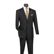 2-Piece Regular Fit Suit with Adjustable Waist Pants - Black