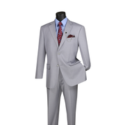 2-Piece Regular Fit Suit with Adjustable Waist Pants - Light Grey