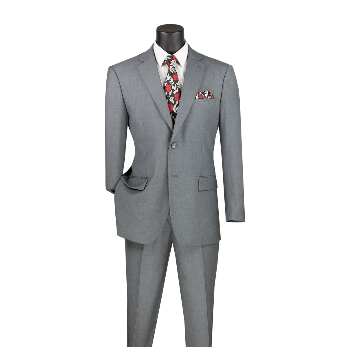 2-Piece Regular Fit Suit with Adjustable Waist Pants - Medium Grey — full suit view