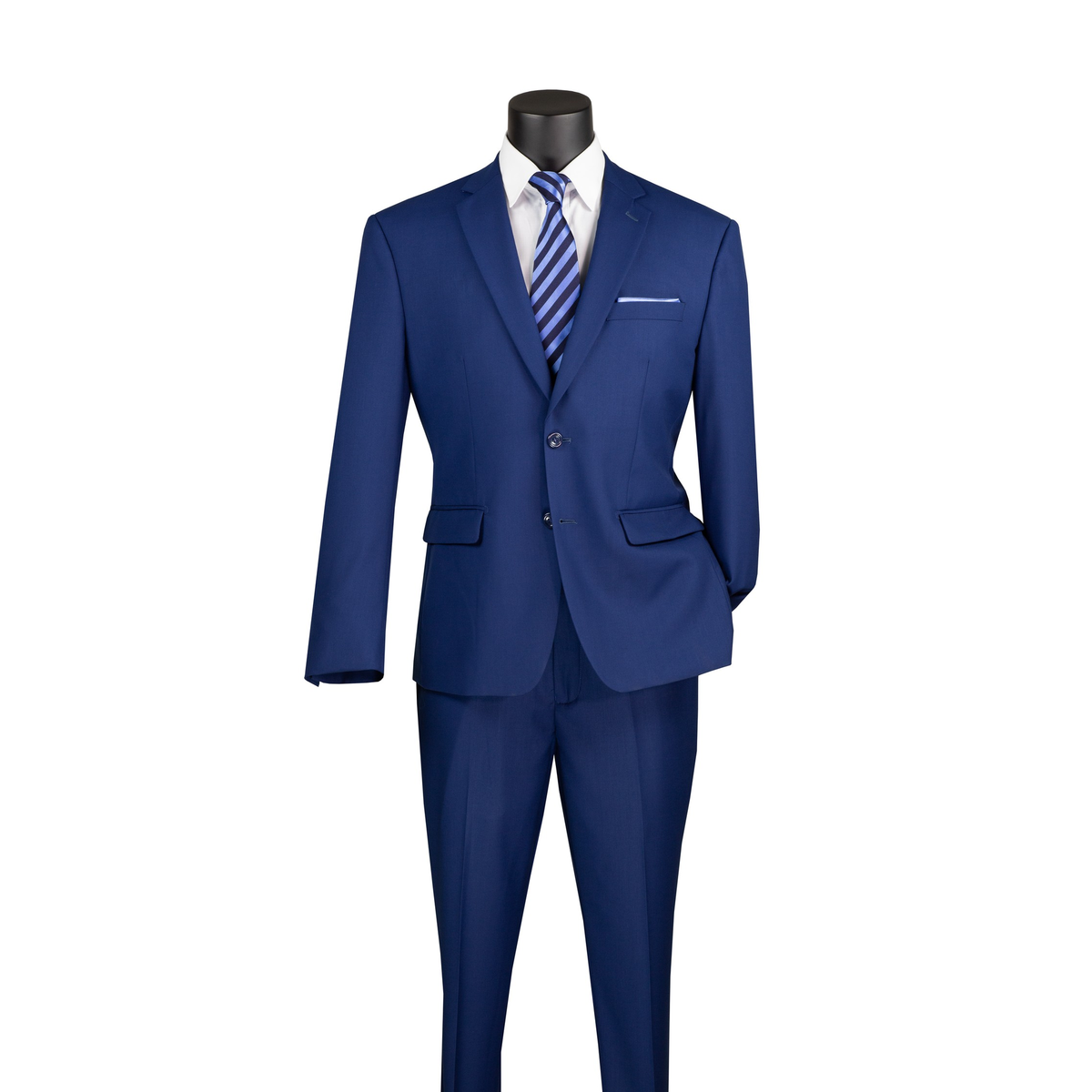2-Piece Regular Fit Suit with Adjustable Waist Pants - Twilight Blue — full suit view