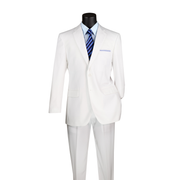 2-Piece Regular Fit Suit with Adjustable Waist Pants - White