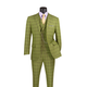 Moss 3-Piece Windowpane Plaid Modern Fit Suit with Adjustable Waistband