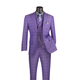 Purple 3-Piece Windowpane Plaid Modern Fit Suit with Adjustable Waistband
