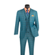 Teal 3-Piece Windowpane Plaid Modern Fit Suit with Adjustable Waistband
