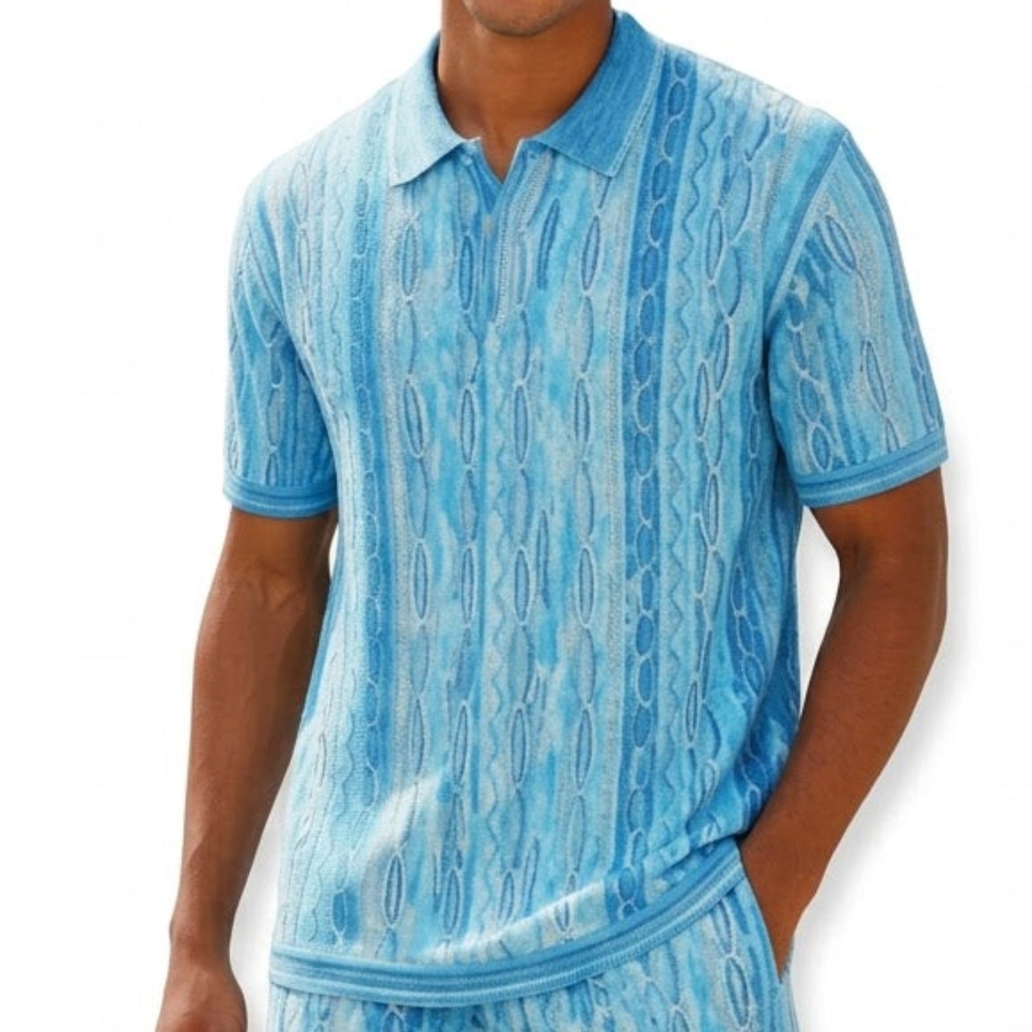 Turquoise Knit 2-Piece Walking Suit Shorts Set by Stacy Adams