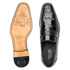 Leather outsole of black American alligator loafer